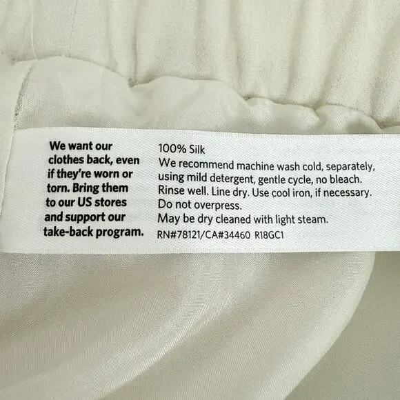 Eileen Fisher Size XL Silk Georgette Crepe Cropped Pants Wide Leg Pull On Bone - Picture 10 of 16